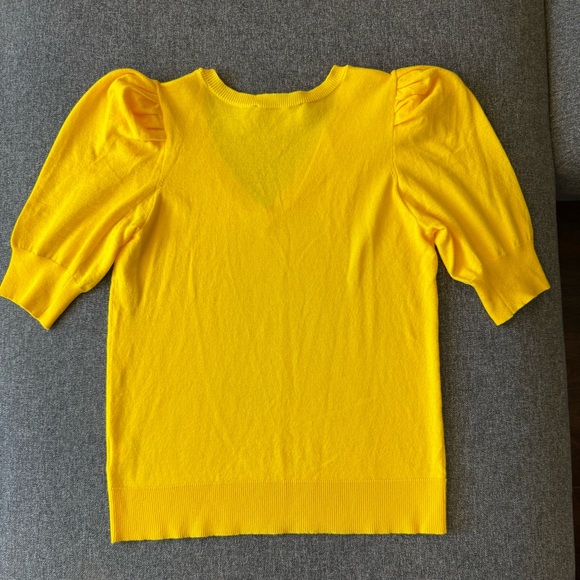 Rachel Zoe Women’s Yellow V-neck, elbow-length puff sleeves knit sweater Size S - Picture 5 of 11